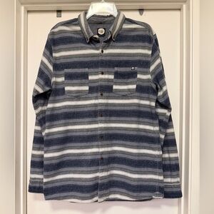 Rip Curl Craft striped flannel button down - size L - blue/white